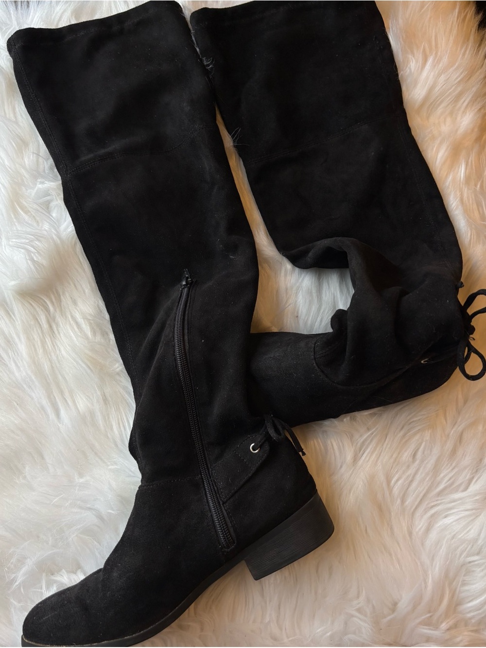 jcpenney Black Suede Over-the-Knee Lace-Back Boots